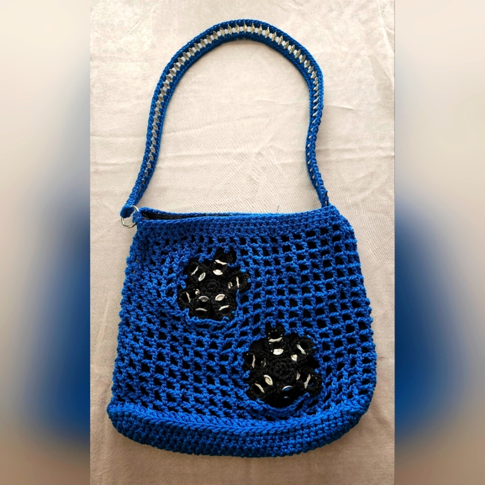 Royal Blue Crochet Shoulder Bag